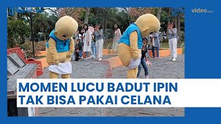 Momen Lucu Celana Badut Ipin Kedodoran hingga Melorot sampai Dibantu Anak Kecil, Terlihat Malu