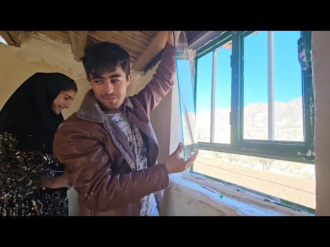 Victory Over the Wind! 🏔️ Kamal and Halimeh Finally Install the Glass to Secure our Home 🏠✨