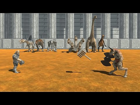 CARNIVORE DINOSAURS+MUTANT PRIMATES VS HERBIVORE DINOSAURS+FANTASY - Animal Revolt Battle Simulator