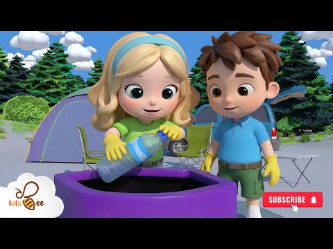 Clean Up Trash Song 🗑️ | Recycling Song for Kids | Nursery Rhymes by LuluBee