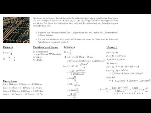 Übungsblatt 1 - Aufgabe1 - Leiterwiderstand (Leiterplatte)