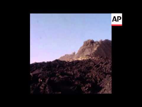 SYND 20 7 77 AERIAL SHOTS OF MOUNT ETNA ERUPTING