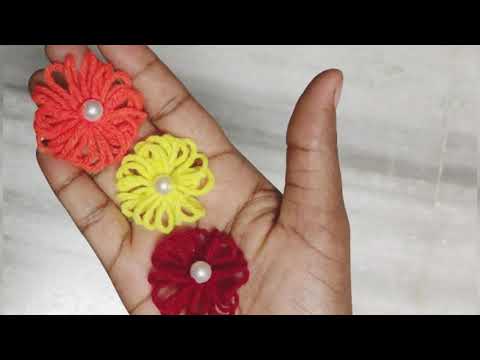 Super easy woolen flower making idea with finger -hand embroidery trick