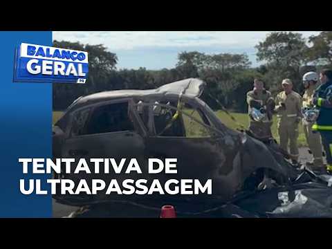 Carro elétrico pega fogo após batida na BR-277: motorista morre e sete pessoas ficam feridas