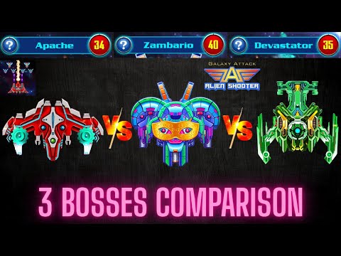 Galaxy Attack Alien Shooter | Boss Apache Vs Boss Devastator Vs Boss Zambario