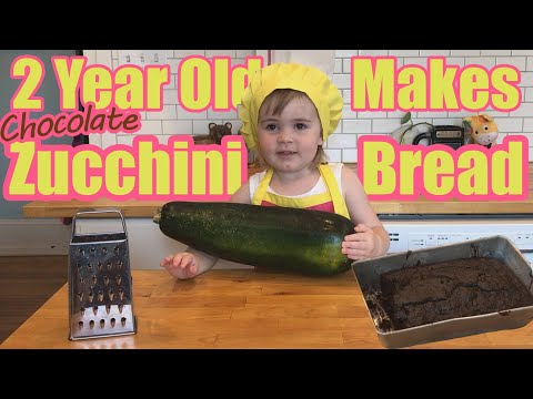 Two Year Old  Susie Bakes Chocolate Zucchini Bread from Scratch