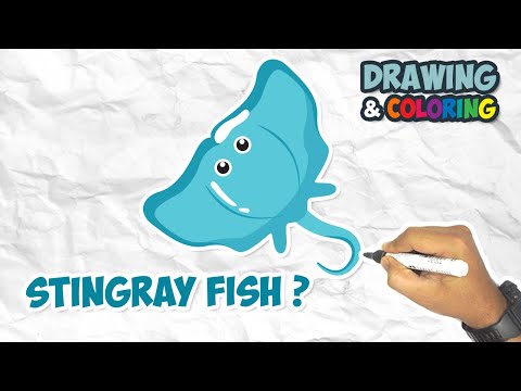 Draw The Blue Stingray Fish | Drawing and Coloring for kids | Learn drawing and coloring
