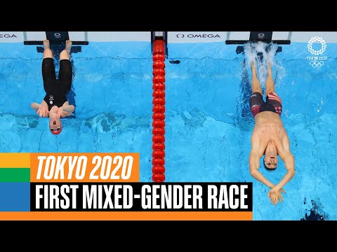 Historical! First Swimming Mixed-Gender Race at the Olympics | Tokyo 2020 Replays