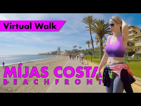 Mijas Costa beach front walk - April 2022 - Costa del Sol boardwalk immersive virtual tour