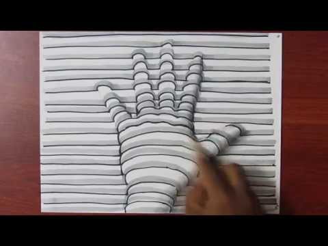 How to Draw a 3D Hand with Lines on Paper - Easy Trick Art