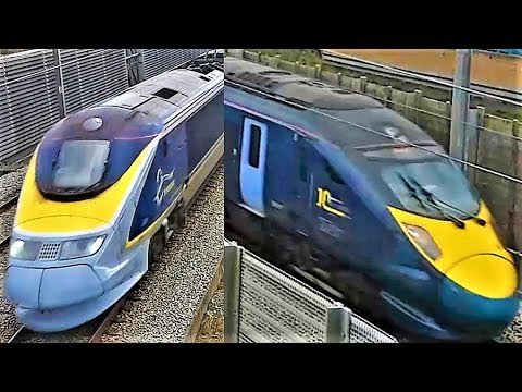 Fast Trains on High Speed One (HS1) at Rainham (Ferry Lane) Footbridge