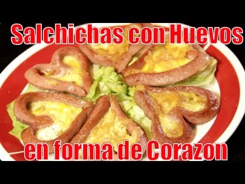 SALCHICHAS CON HUEVOS – Receta Fácil y Creativa en Forma de Corazón 💕🍳