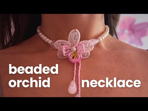 I made a french beaded flower necklace 🌸 | easy DIY