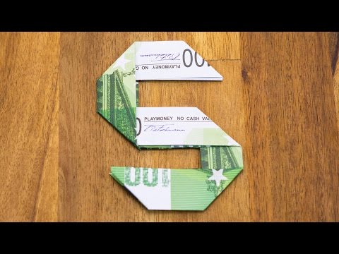Banknote folding number 5, origami money gift tutorial, number 5/10