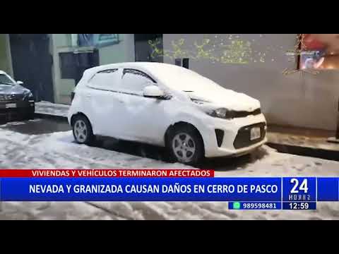 Cerro de Pasco experimenta fuerte nevada con granizo y tormenta eléctrica (1/2)