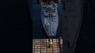 CB90-Fast Assault Craft Conducts Bow Touch with U.S. Dock Landing Ship to Pick Up Swedes
