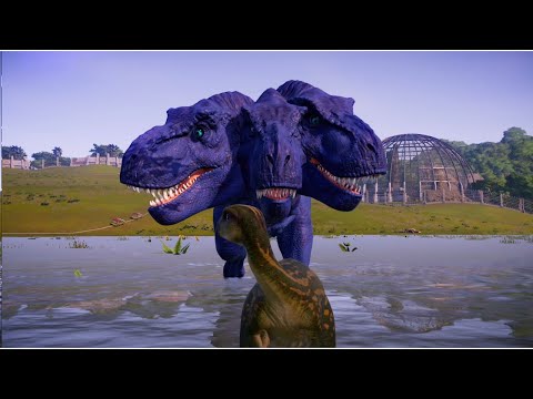 T Rex VS Indoraptor Breakout & Fight - Jurassic World Evolution Dinosaurs Fighting