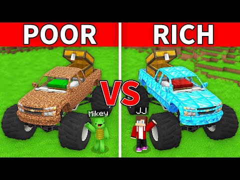 Mikey Poor vs JJ Rich MONSTER TRUCK HOUSE Battle in Minecraft - Maizen