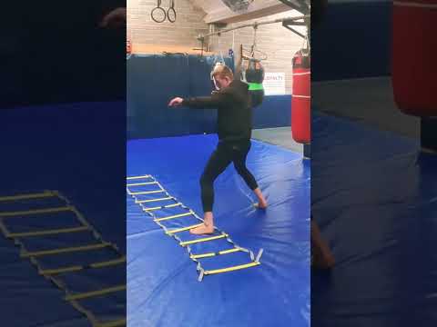 BOXING LADDER DRILLS 👣🥊 Adding punches to basic footwork drills #kickboxing #mma  #boxing