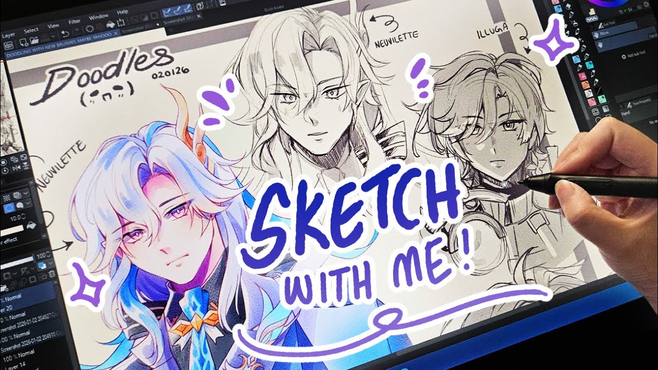 Trying out more NEW Brushes! ✨| Long Sketch with Me!