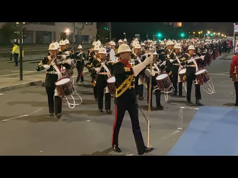 Incredible Spectacle As the Royal Marines Return To Waterloo after the Kings #Coronation Rehearsal