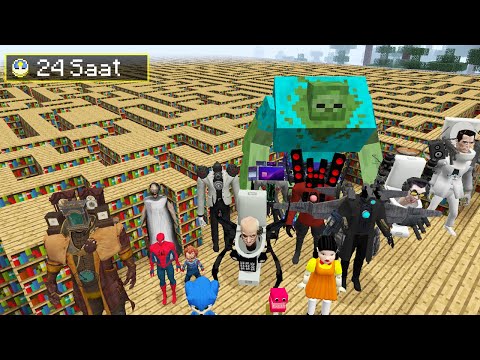 100 OYUNCUYU 24 SAAT BOYUNCA İMKANSIZ LABİRENTTE KİLİTLEDİM 😱 - Minecraft