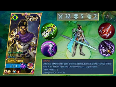 32KILLS!! NEW BUFF BRODY FULL DAMAGE BUILD IS OVERPOWERED!!😱 (DAMAGE HACK) | BRODY BEST BUILD | MLBB