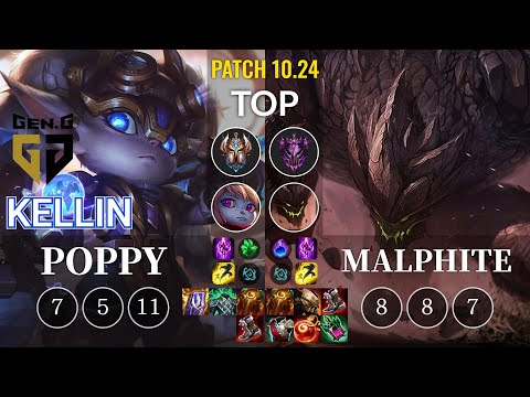 GEN Kellin Poppy vs Malphite Top - KR Patch 10.24