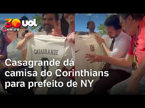 Casagrande dá camisa do Corinthians para Zohran Mamdani, prefeito de Nova York; veja