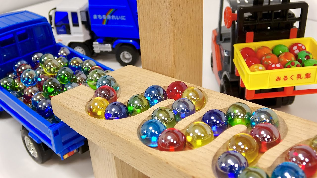 マーブルランレース☆HABA ウェーブスロープ ＆ はたらくくるま トラック リフト車