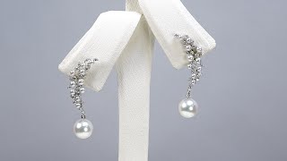 Pt950 アコヤ無調色パール・ダイヤモンド ピアス