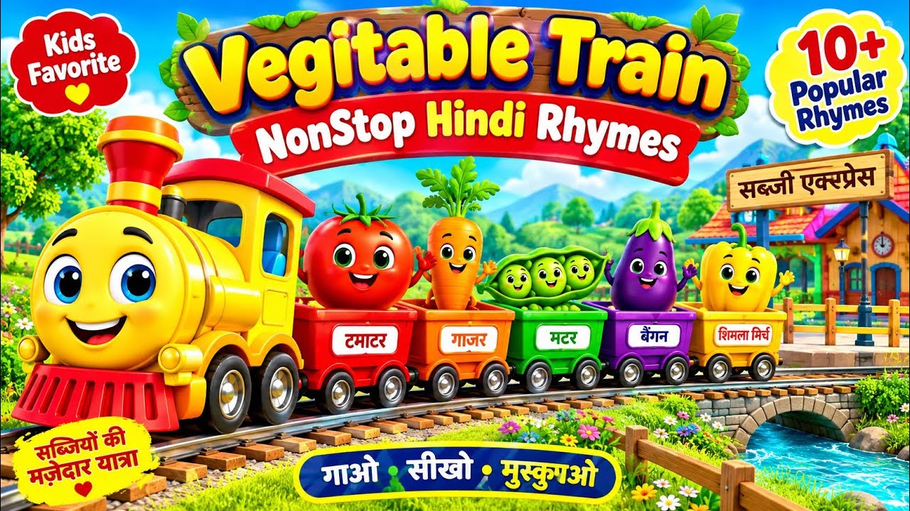Vegetable Train NonStop Hindi Rhymes | सब्जियों की मज़ेदार यात्रा  Kids Rhymes
