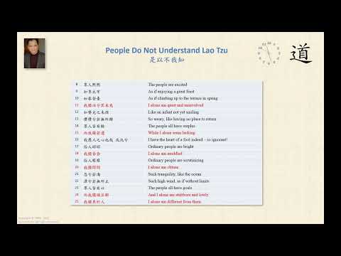 People Do Not Understand Lao Tzu, A Tao Talk by Derek Lin