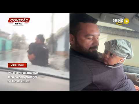 Vídeo: Pai diverte ao mostrar técnica para proteger o filho da chuva.