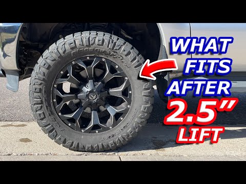 Tire sizes that fit after a 2 inch leveling kit or 2.5" lift kit on ford f250 f350 2011-2016 35's