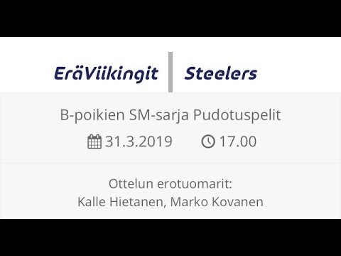Micke T Live Stream B-poikien SM-sarja 2 Puolivälierä  Eräviikingit-Steelers 31.3.2019 (2-3)
