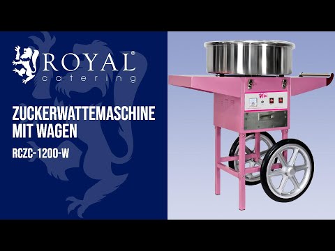 Video - Zuckerwattemaschine mit Wagen - 52 cm - 1200 W - pink - Royal Catering