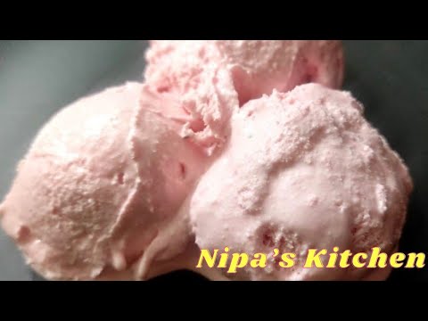 Strawberry Ice Cream (স্ট্রবেরি আইসক্রিম ), Homemade Easy and Fast Recipe -- Nipa's Kitchen