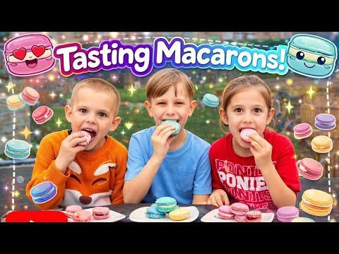 Zamira’s sweet tooth taste test of the fruity macarons. #tastetest #family #macarons