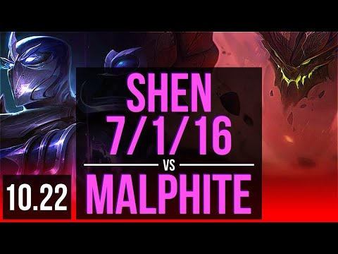 SHEN vs MALPHITE (TOP) | 7/1/16, 900+ games, 1000K mastery | EUW Grandmaster | v10.22