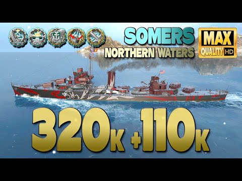Destroyer Somers: +430k damage & spot on map Northern Waters - World of Warships