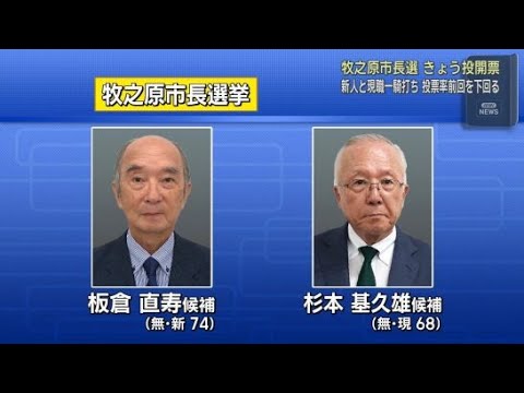 YouTube Video 現職と新人の一騎打ち…静岡・牧之原市長選投票始まる 午前11時時点の投票率は前回下回る