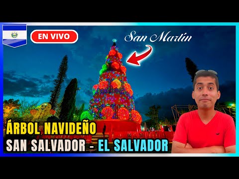 🎄 Árbol Salvador del Mundo San Salvador de NOCHE