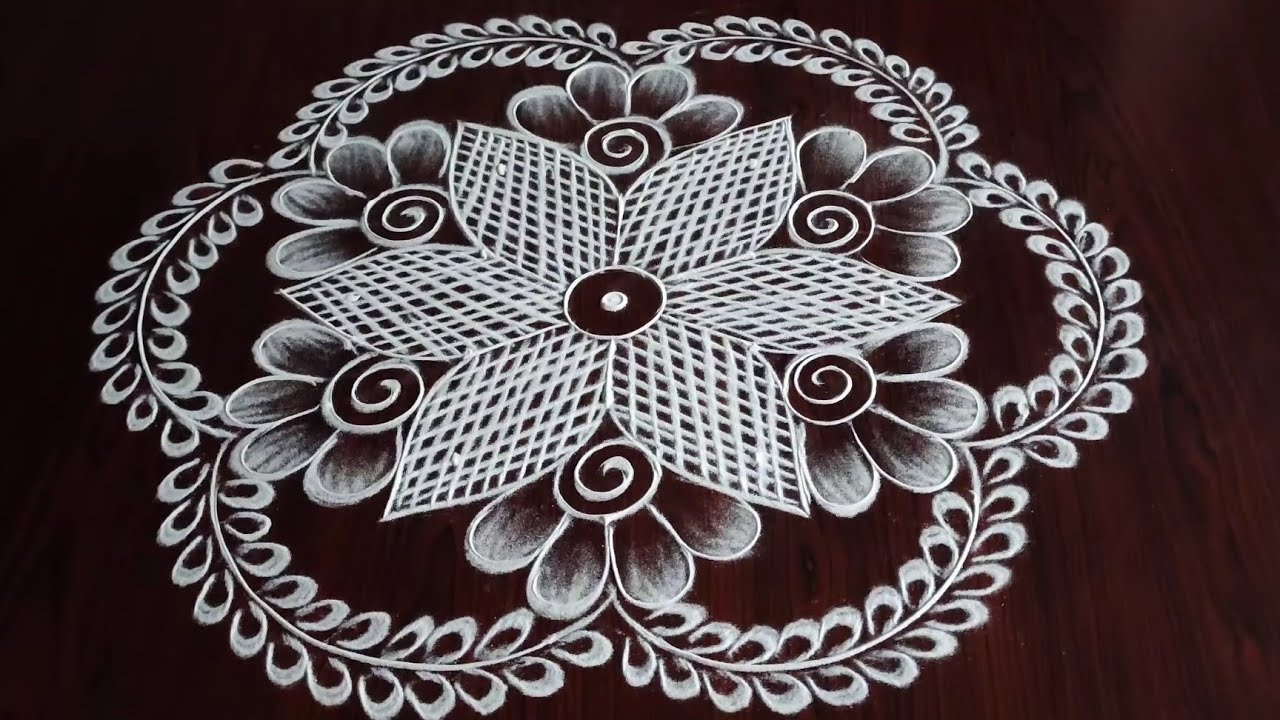 Easy 5 dot kolam design by sresta rangoli