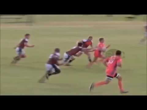 Santiago Cordero sidesteps through Border Bulldogs for try