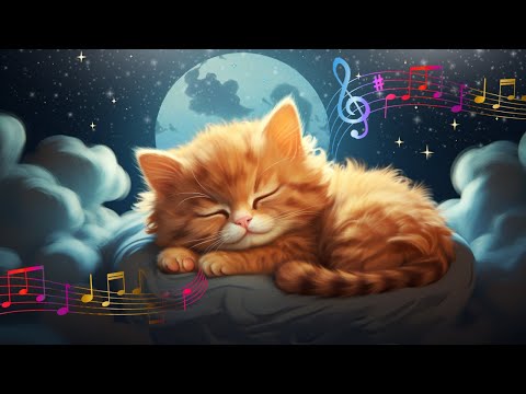 12 hours 🐱 Purring cat and relaxing music to sleep 🎶 Harmony of the night | Key to peace 💜.
