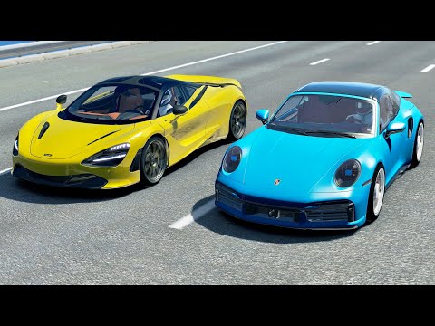 Porsche 911 Turbo S 2020 vs McLaren 720s - Drag Race 20 KM