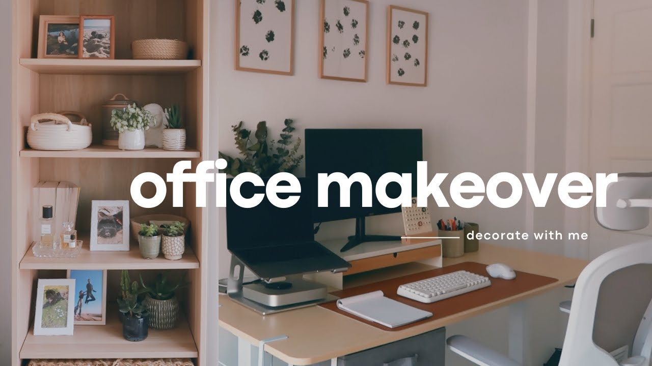 HOME OFFICE MAKEOVER ON A BUDGET | cozy pastel setup | declutter and decorate with me
