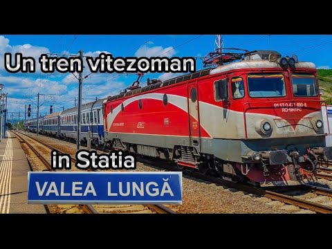 Un tren vitezoman in Statia Valea Lungă/A speedy train in Valea Lungă Station.