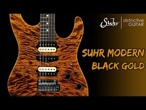Suhr Modern Quilt Top | Black Gold Custom Finish w/ Black Limba Body